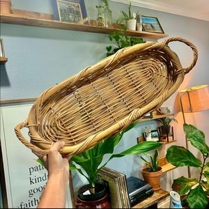 Shallow Oval Wicker Basket